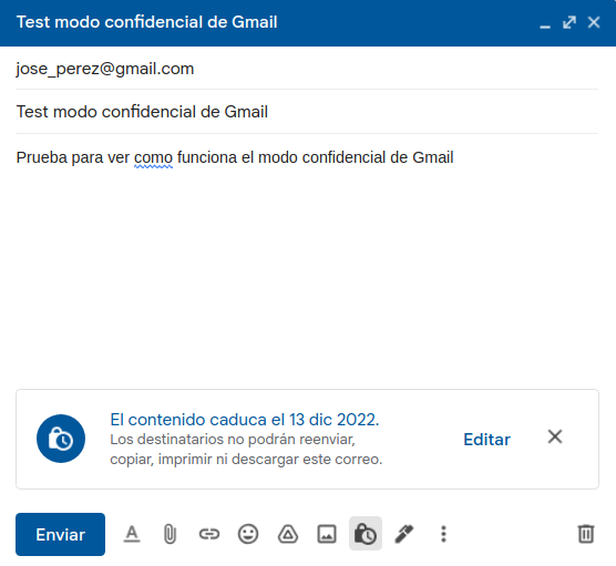 Kolibërs modo confidencial gmail